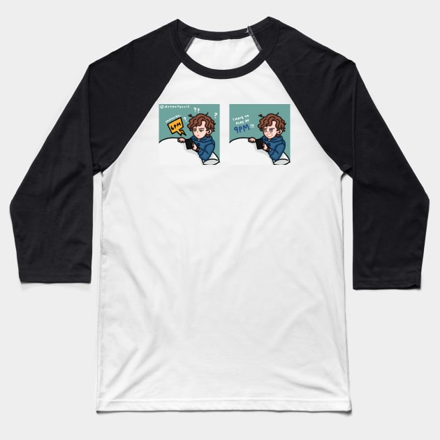 Sleepy Andrey Baseball T-Shirt by dotbyedot